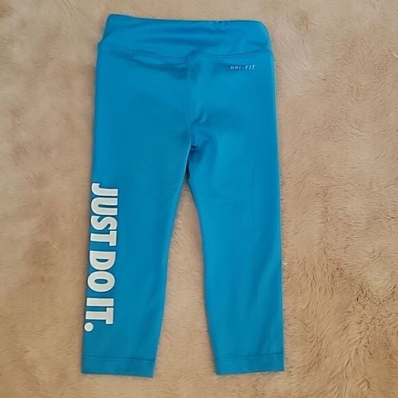GIRL'S NIKE DRI-FIT TURQUOISE "JUST DO IT." LEGGINGS, SIZE 2T - Picture 3 of 4